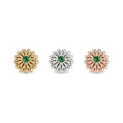 14K Gold Emerald Camellia Bloom Threadless End
