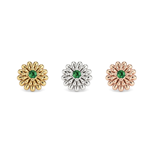 14K Gold Emerald Camellia Bloom Threadless End