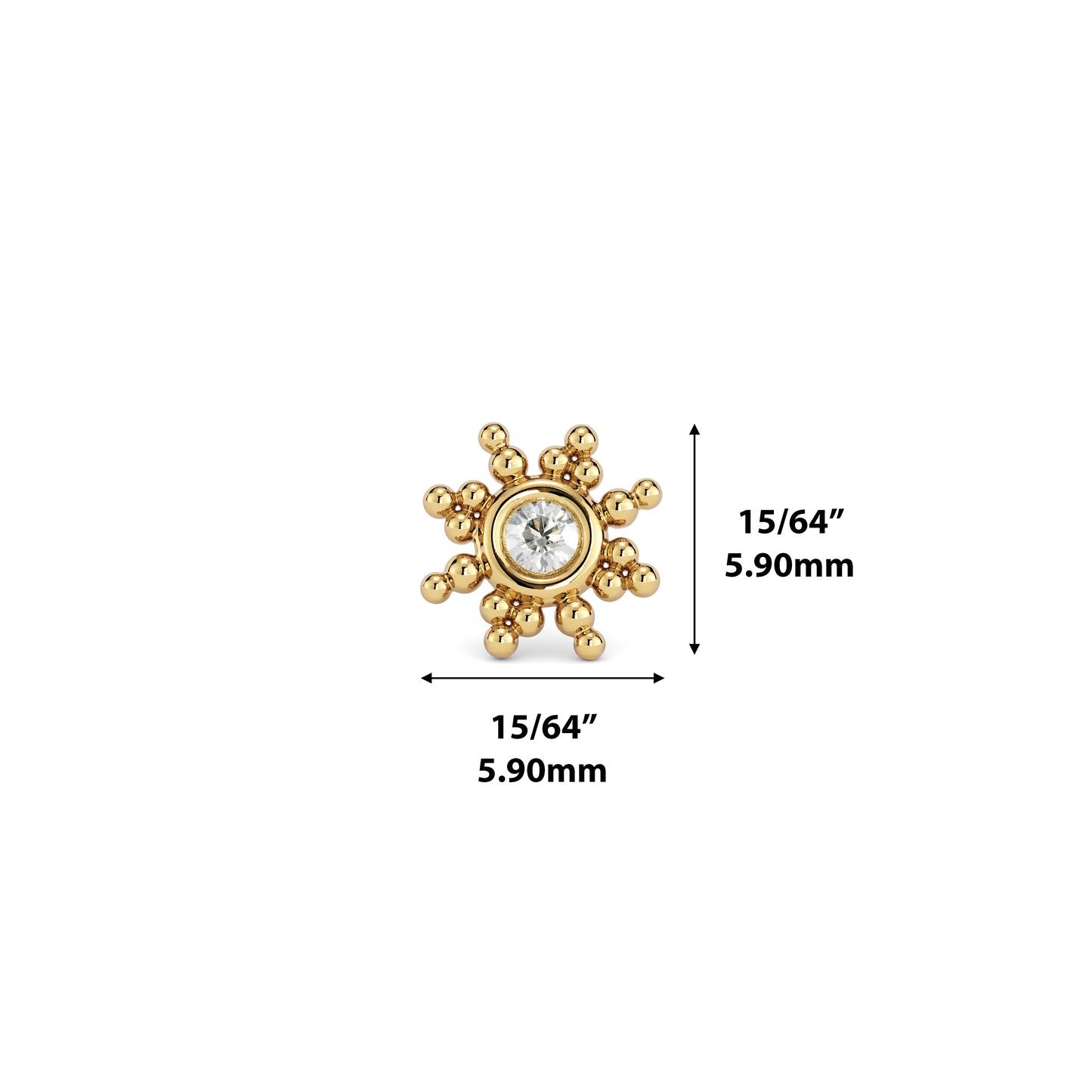 14K Gold Diamond Ember Threadless End