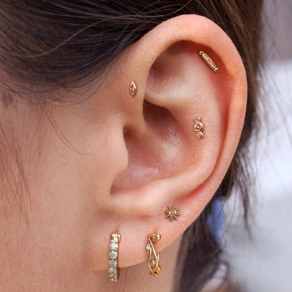 14K Gold Pink Tourmaline Ember Threadless End
