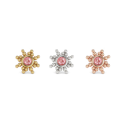 14K Gold Pink Tourmaline Ember Threadless End