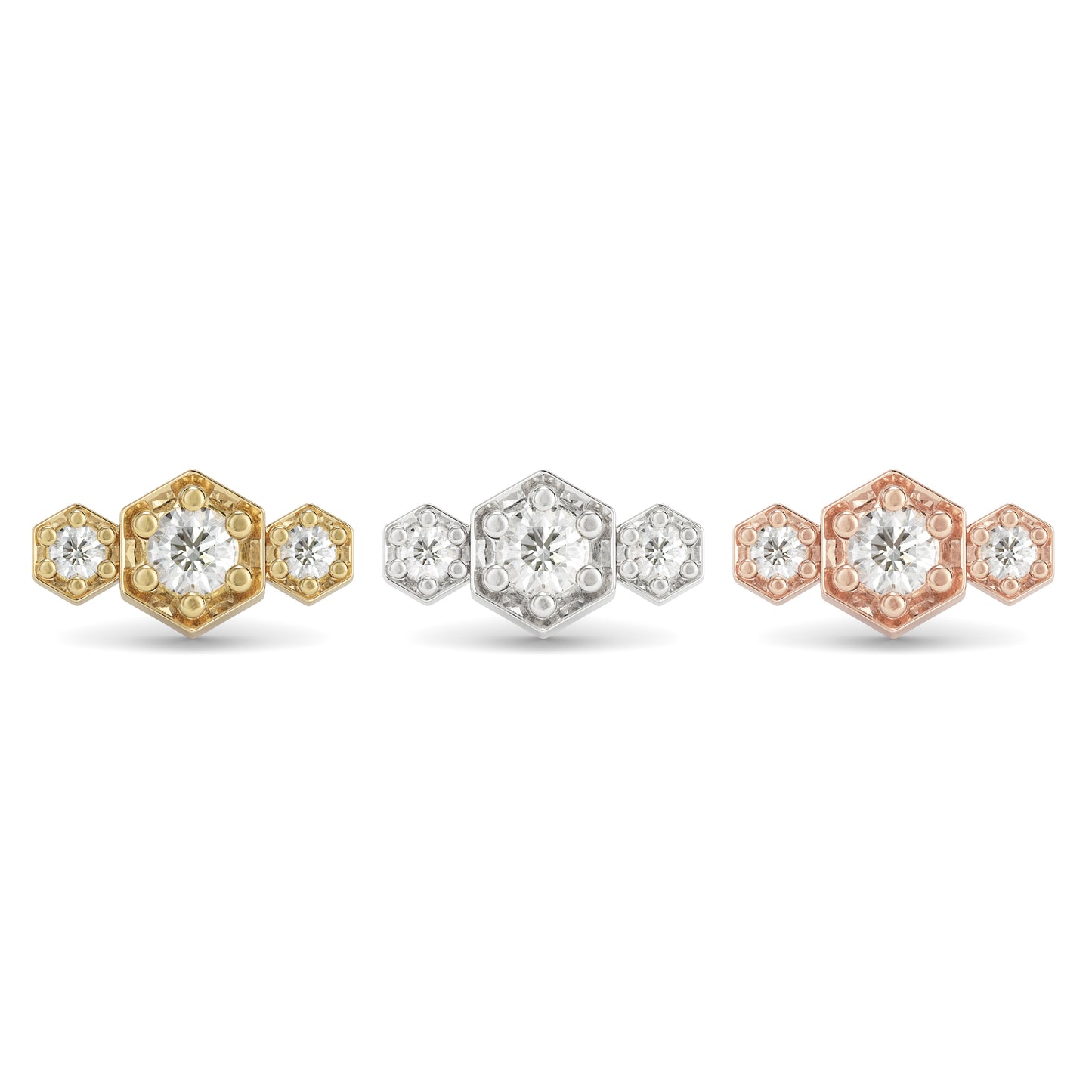 14K Gold Diamond Hexa Threadless End