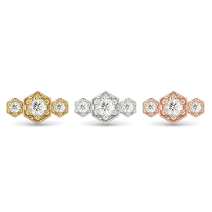 14K Gold Diamond Hexa Threadless End