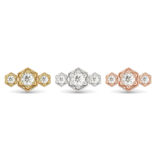 14K Gold Diamond Hexa Threadless End