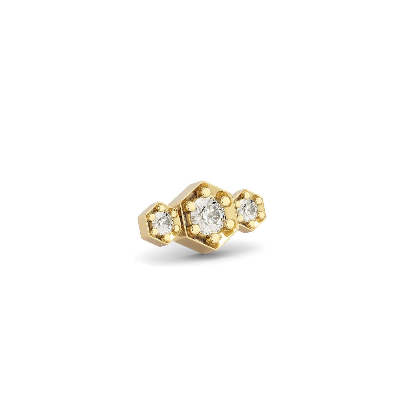 14K Gold Diamond Hexa Threadless End