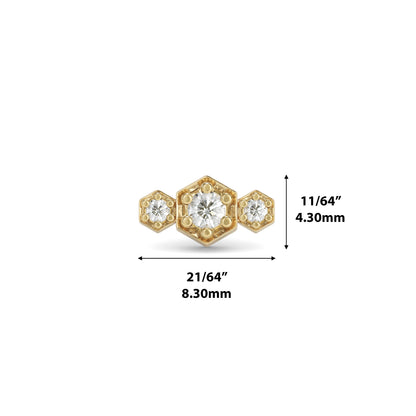 14K Gold Diamond Hexa Threadless End