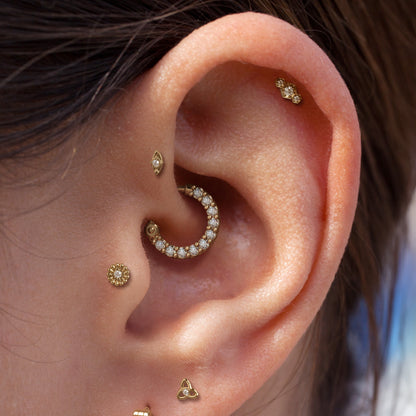 14K Gold Diamond Hexa Threadless End