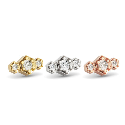 14K Gold Diamond Hexa Threadless End