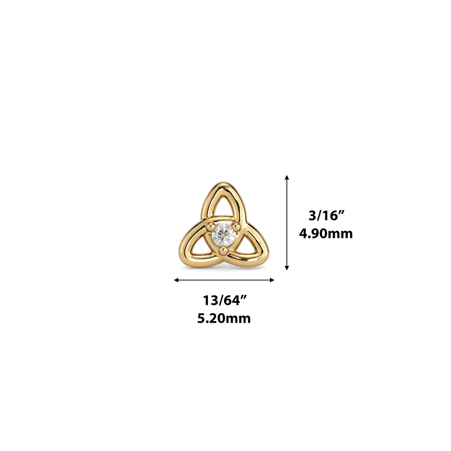 14K Gold Diamond Tria Threadless End