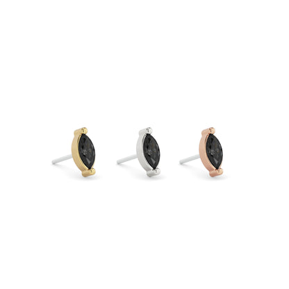 14K Gold Marquise Black Diamond Threadless End