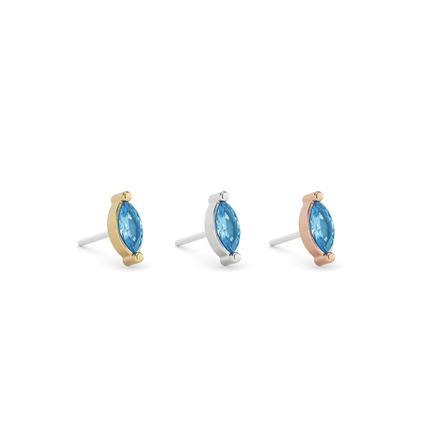 14K Gold Marquise Blue Topaz Threadless End
