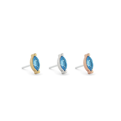 14K Gold Marquise Blue Topaz Threadless End