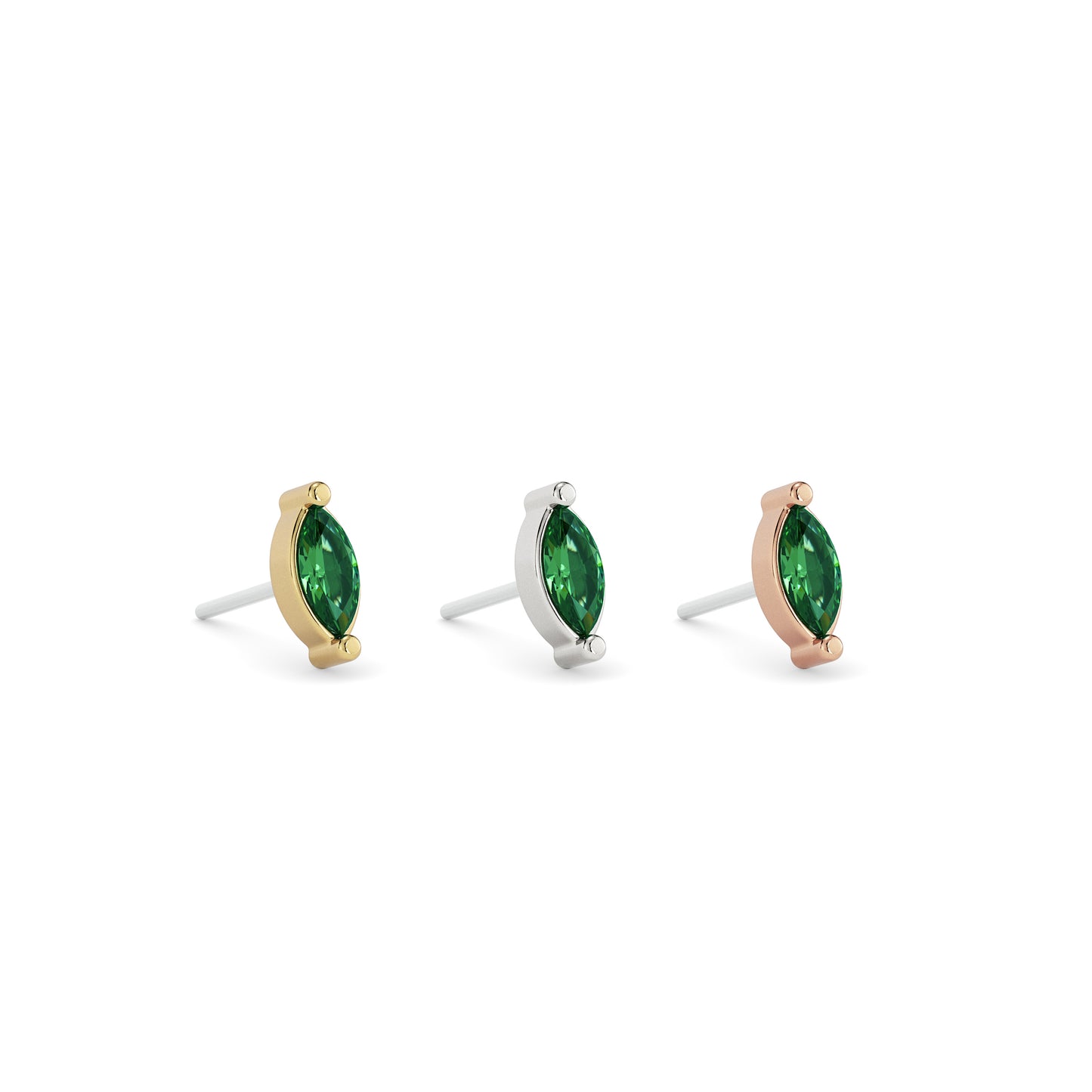 14K Gold Marquise Emerald Threadless End