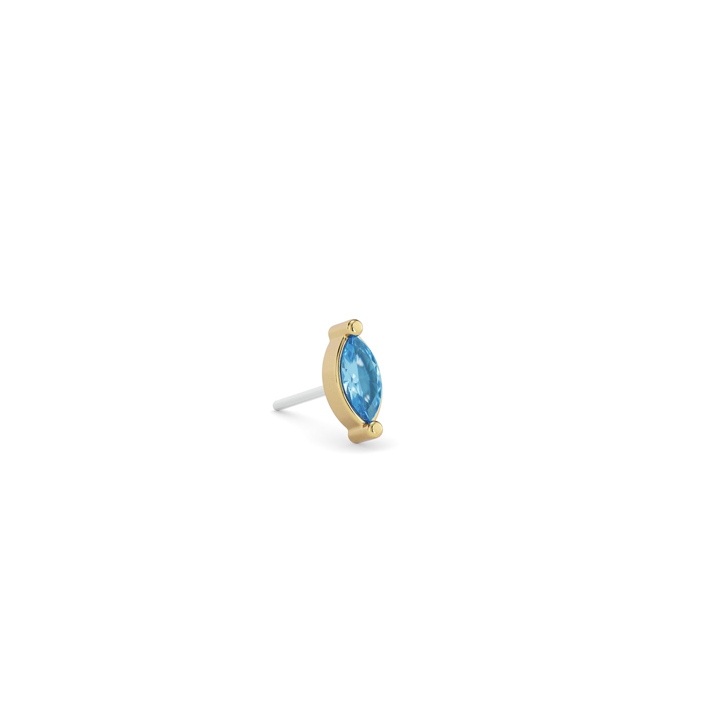 14K Gold Marquise Blue Topaz Threadless End