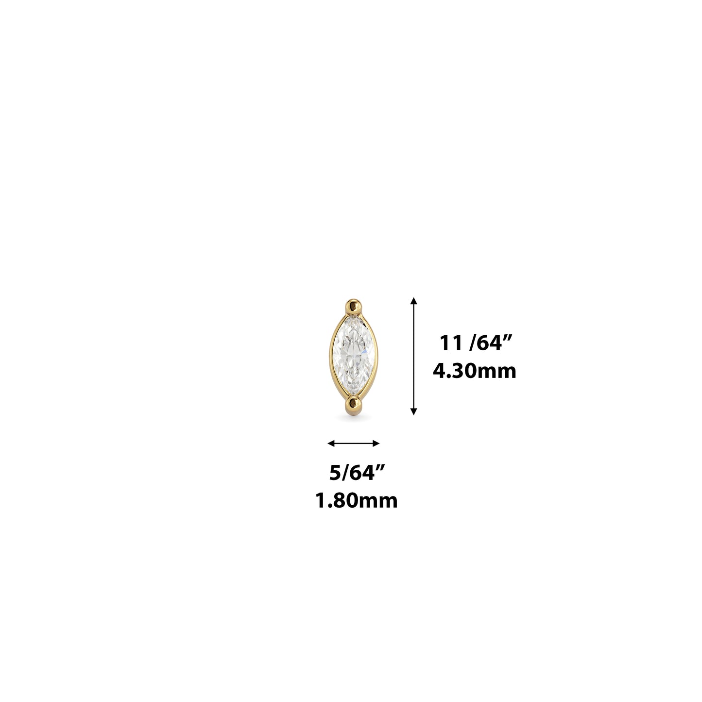 14K Gold Marquise Diamond Threadless End
