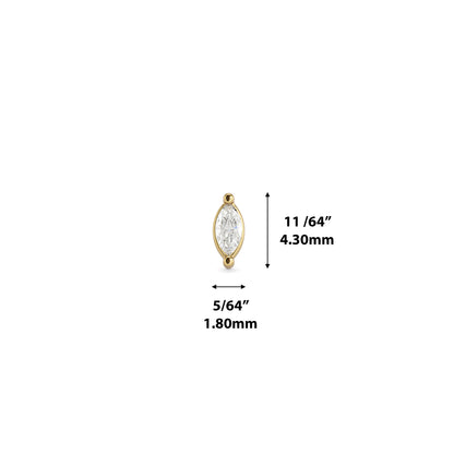 14K Gold Marquise Diamond Threadless End