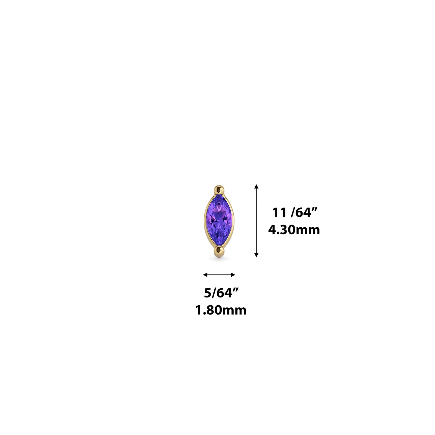 14K Gold Marquise Amethyst Threadless End