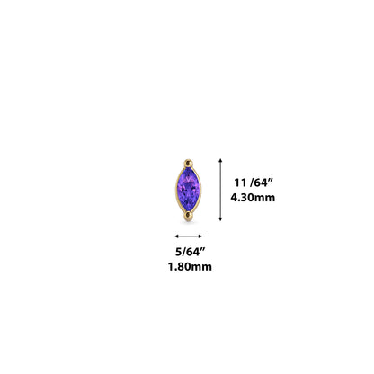 14K Gold Marquise Amethyst Threadless End