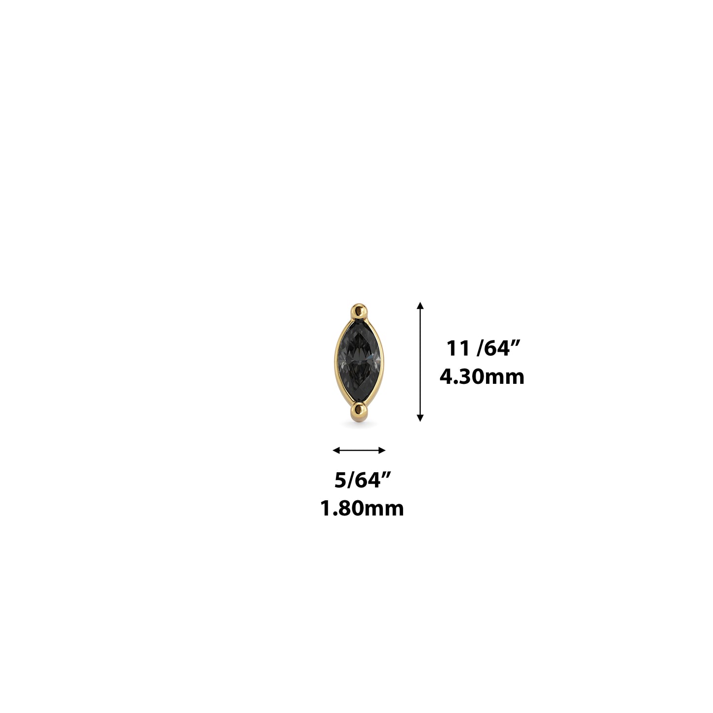 14K Gold Marquise Black Diamond Threadless End