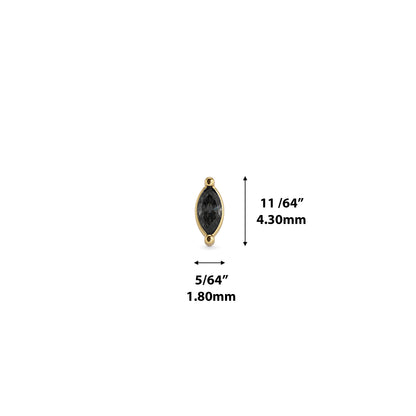 14K Gold Marquise Black Diamond Threadless End