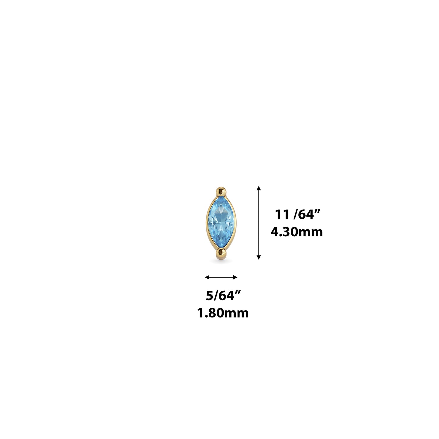14K Gold Marquise Blue Topaz Threadless End