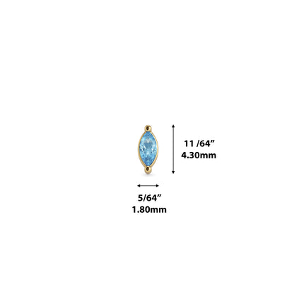 14K Gold Marquise Blue Topaz Threadless End