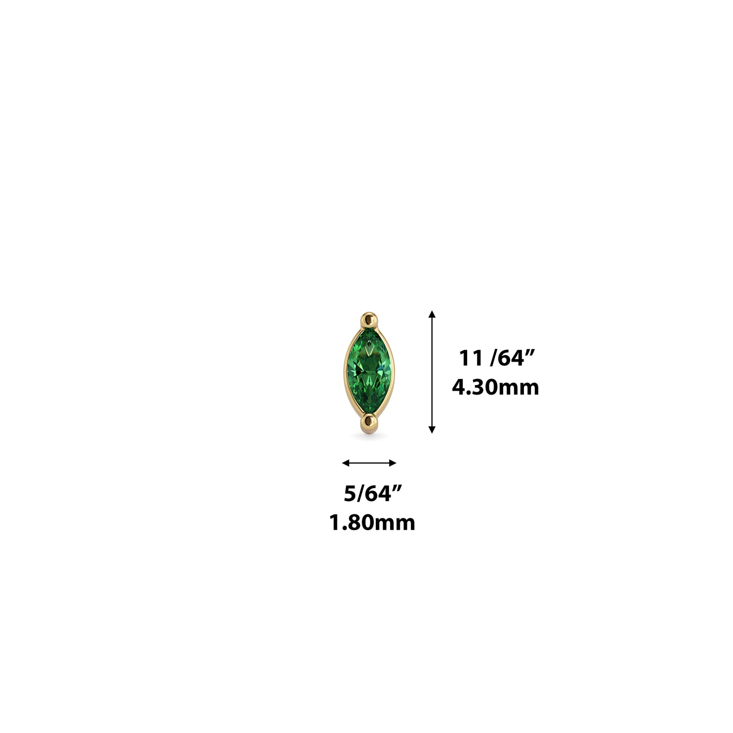 14K Gold Marquise Emerald Threadless End