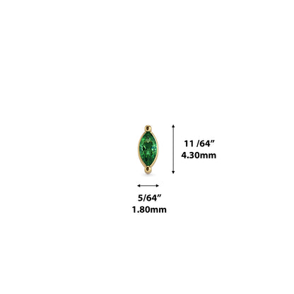 14K Gold Marquise Emerald Threadless End