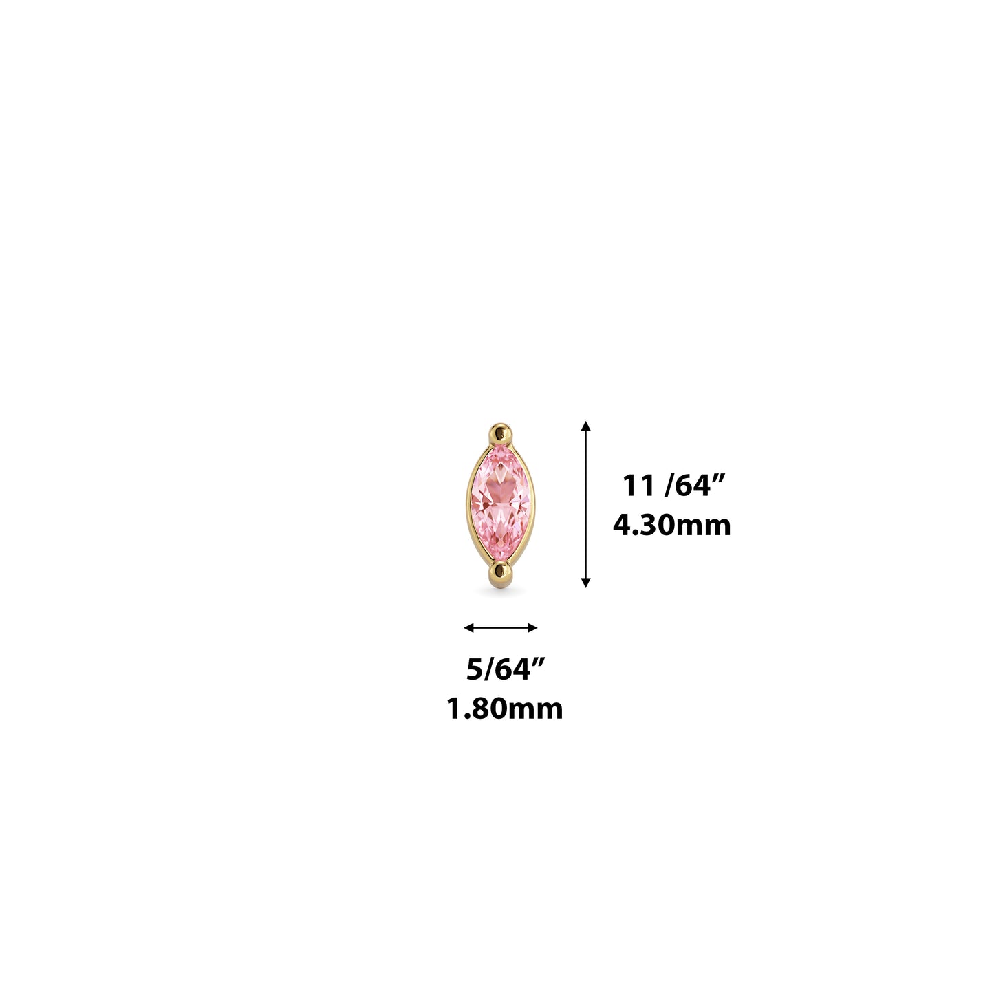 14K Gold Marquise Pink Tourmaline Threadless End