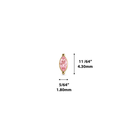 14K Gold Marquise Pink Tourmaline Threadless End