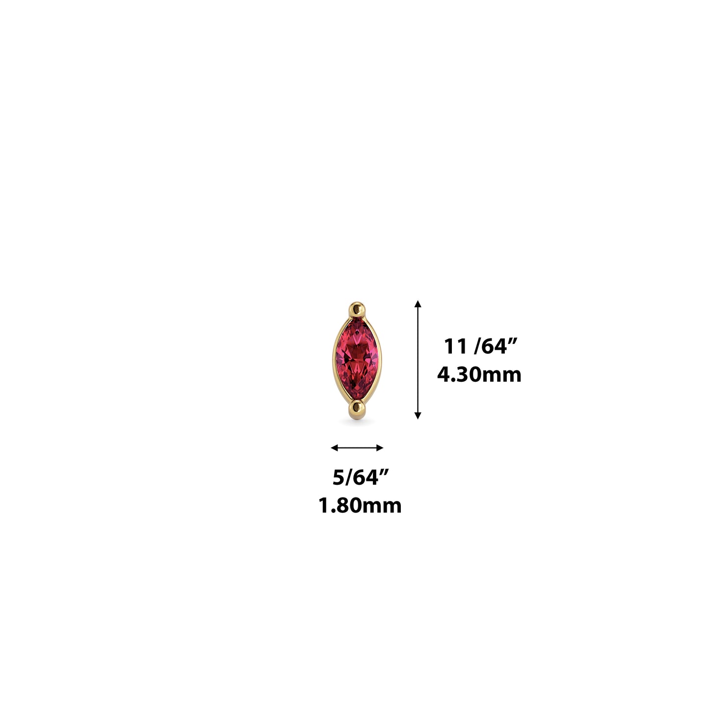 14K Gold Marquise Ruby Threadless End