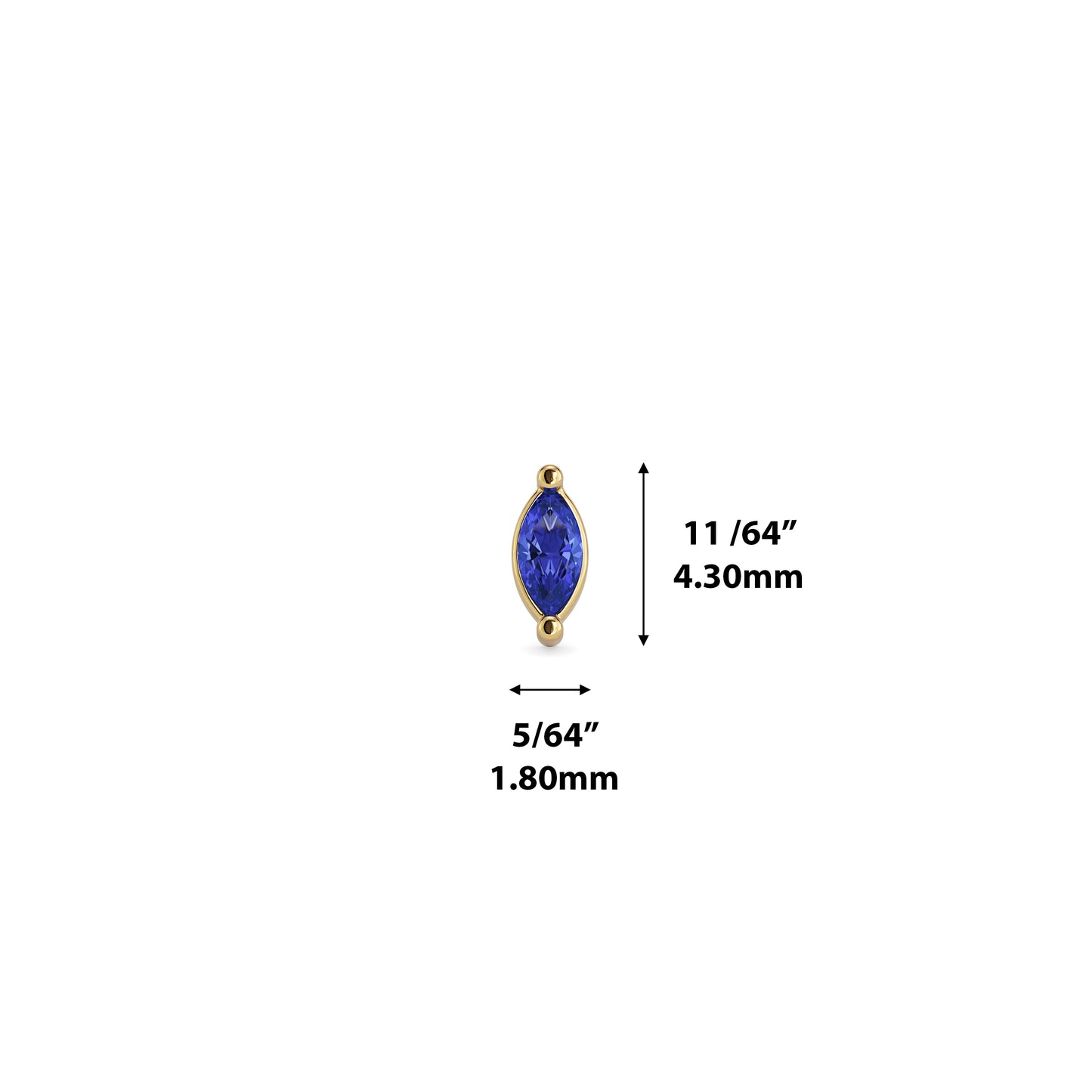 14K Gold Marquise Sapphire Threadless End