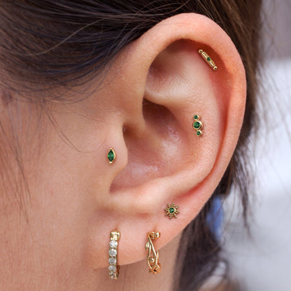 14K Gold Marquise Emerald Threadless End