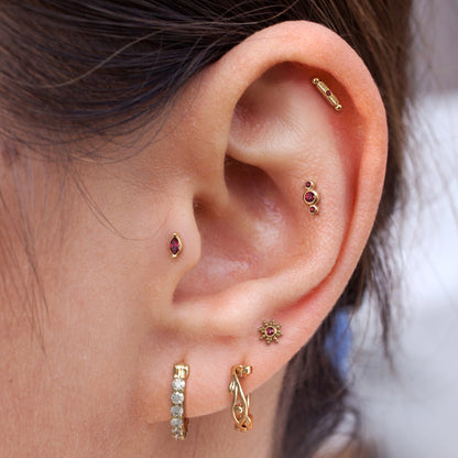 14K Gold Marquise Ruby Threadless End