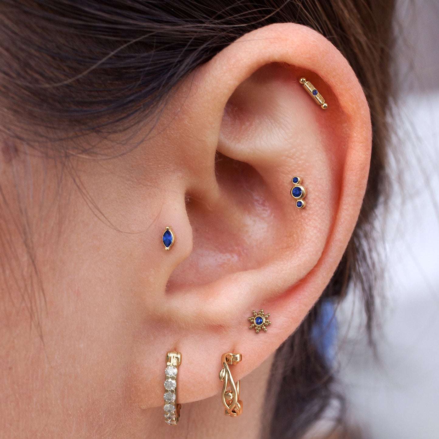 14K Gold Marquise Sapphire Threadless End
