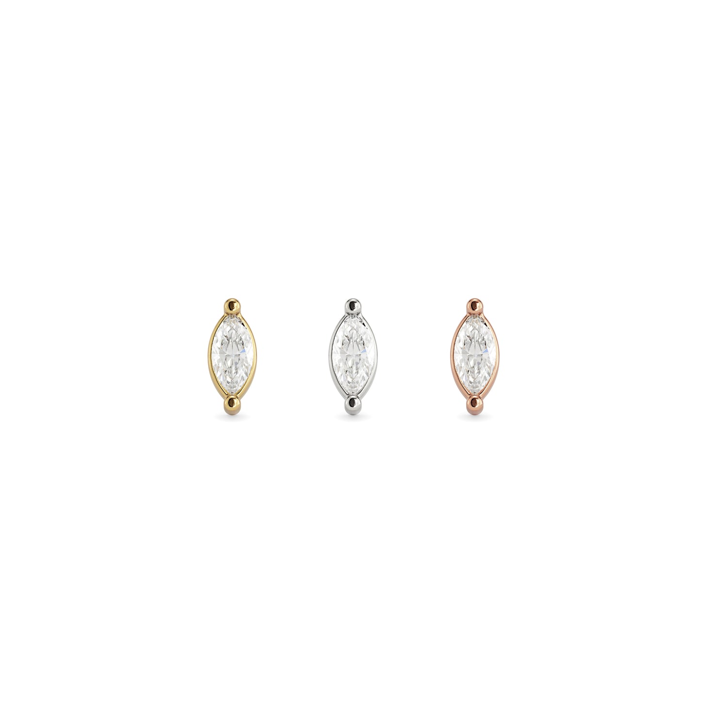 14K Gold Marquise Diamond Threadless End