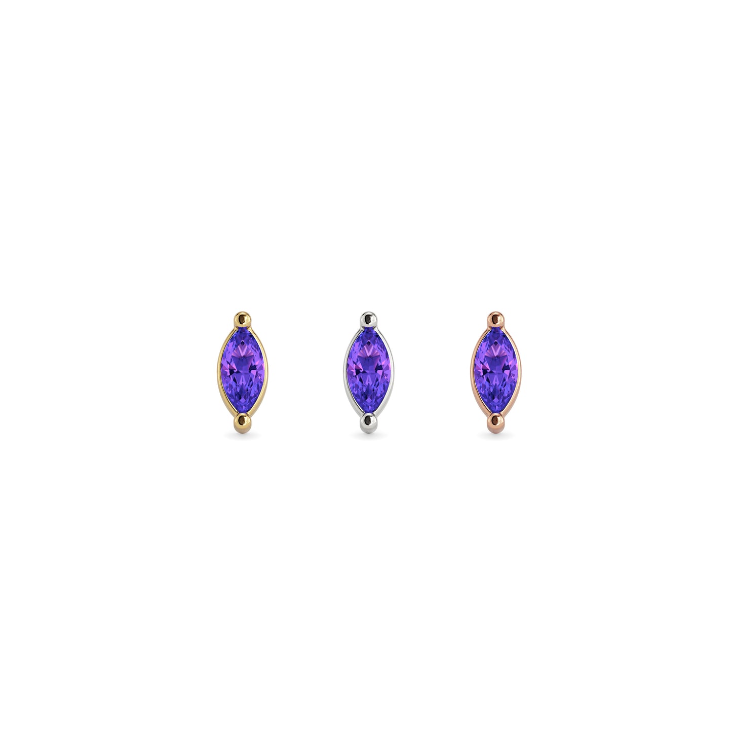 14K Gold Marquise Amethyst Threadless End