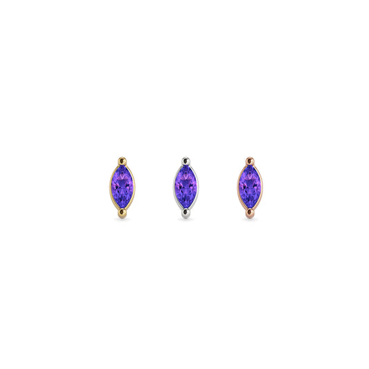 14K Gold Marquise Amethyst Threadless End