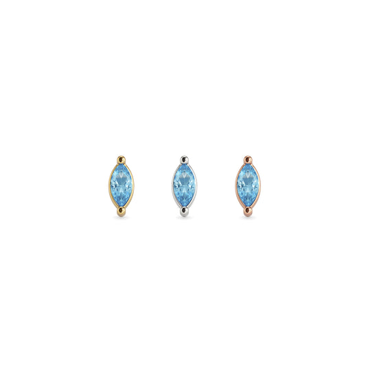14K Gold Marquise Blue Topaz Threadless End