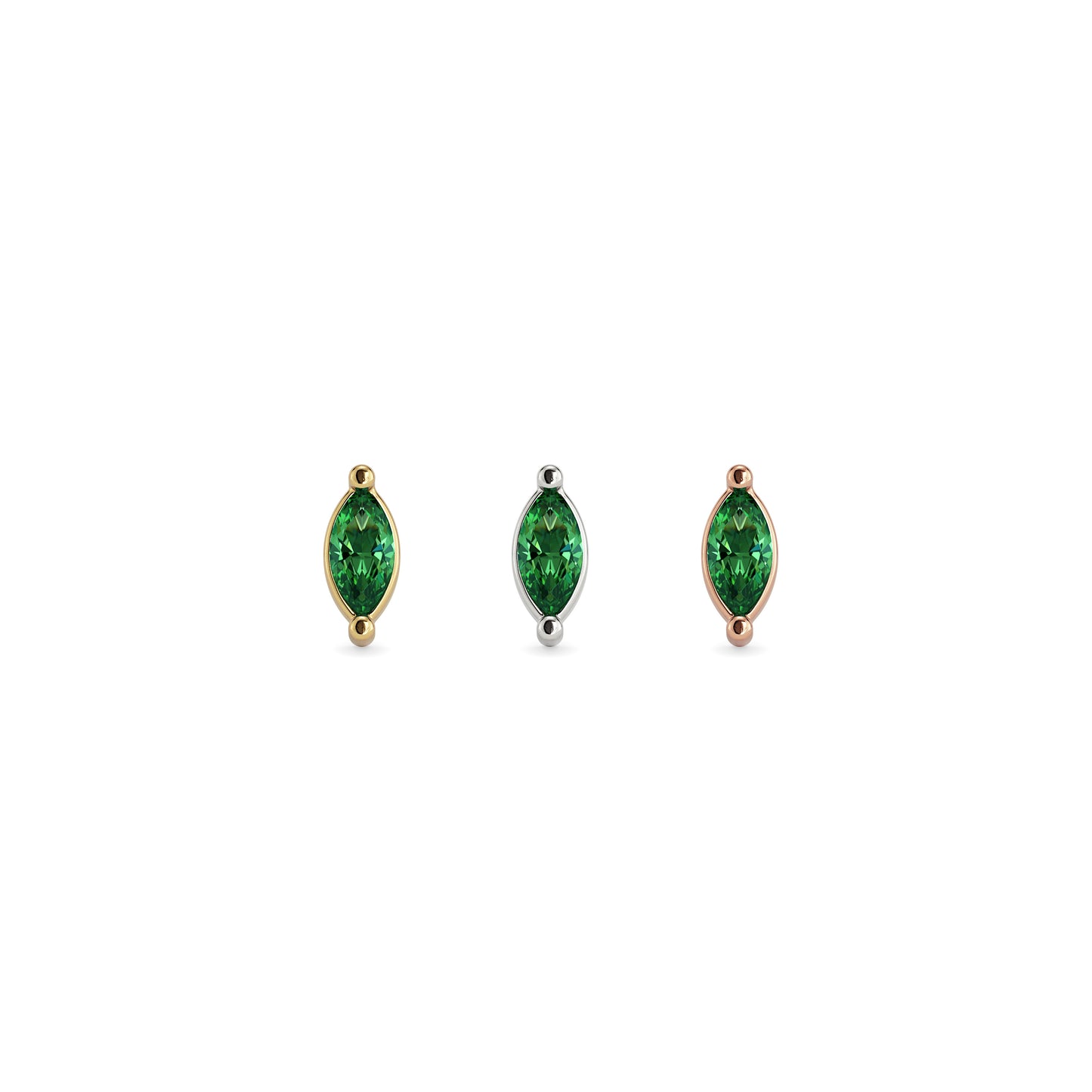 14K Gold Marquise Emerald Threadless End