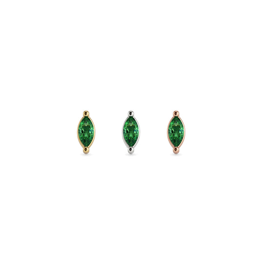 14K Gold Marquise Emerald Threadless End