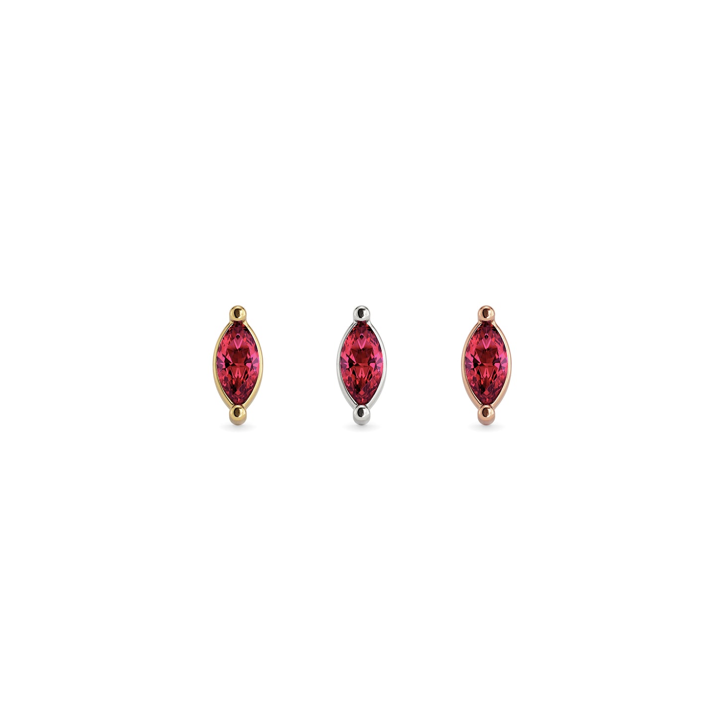 14K Gold Marquise Ruby Threadless End