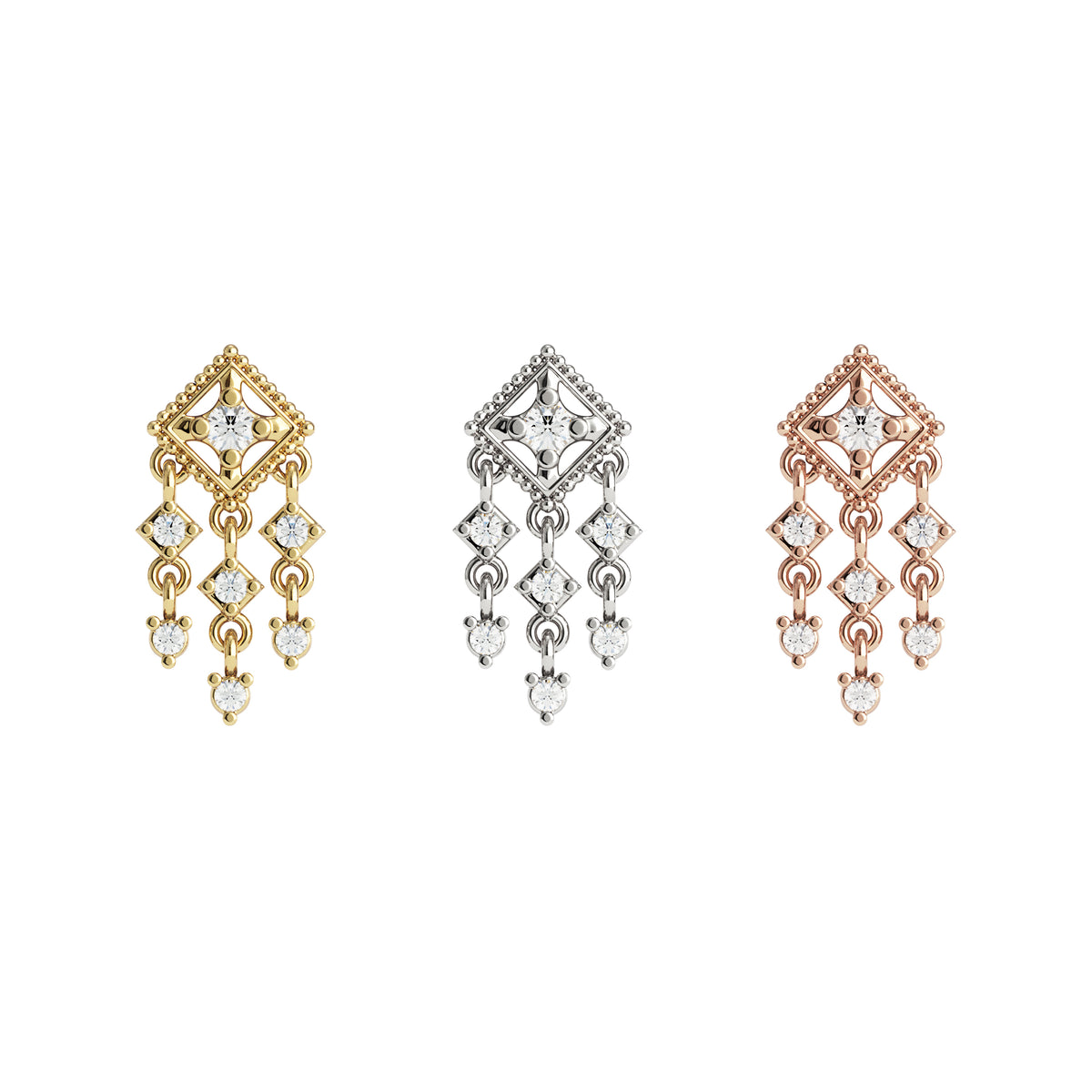 14K Gold Diamond Cleo Threadless End
