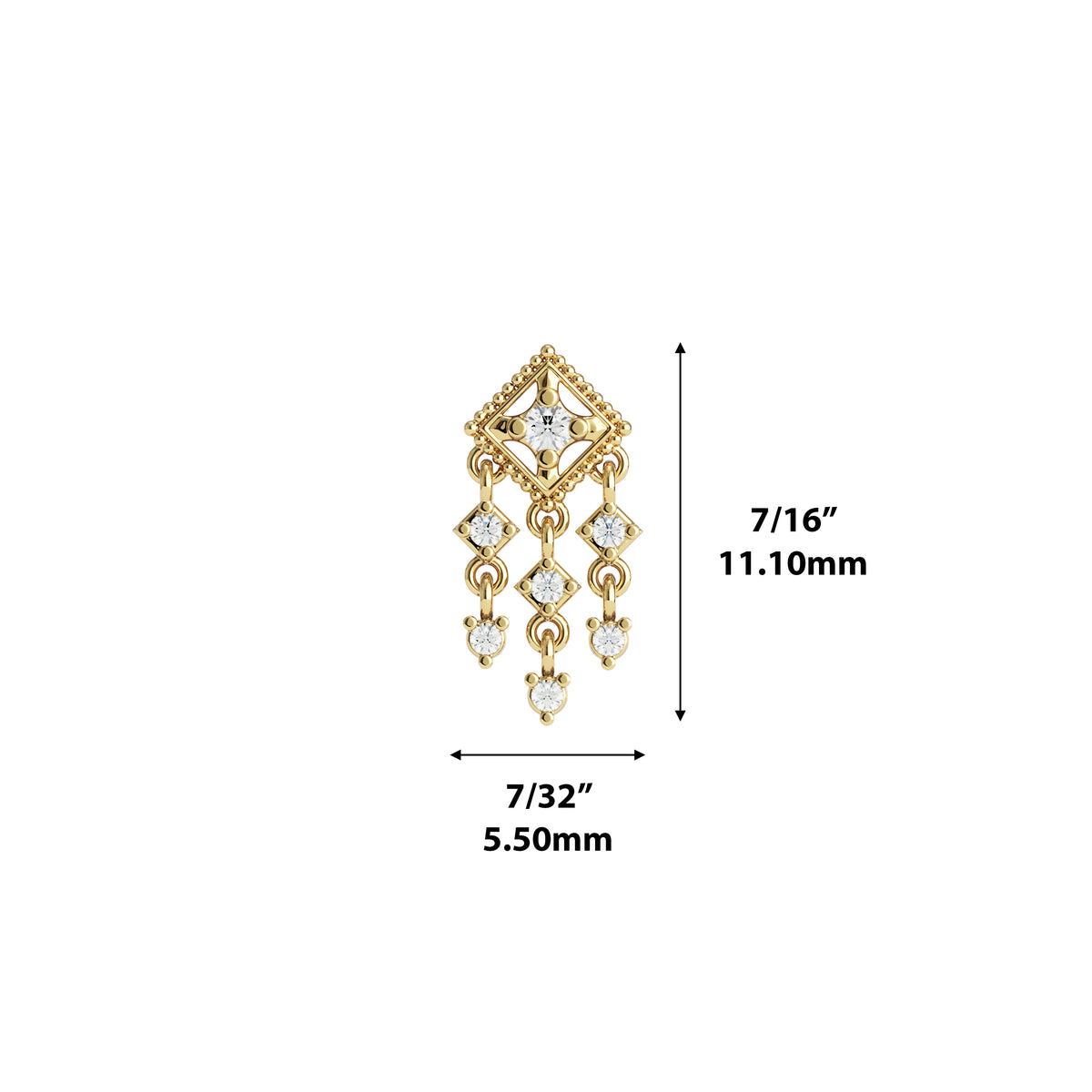 14K Gold Diamond Cleo Threadless End