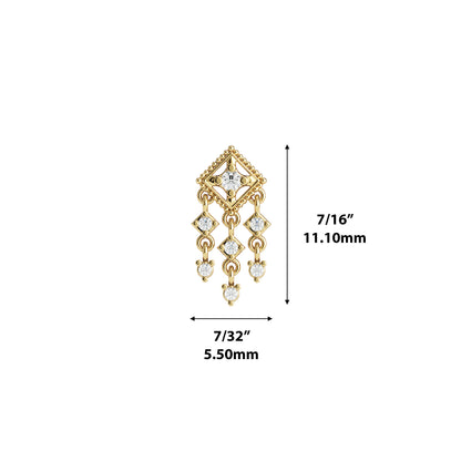 14K Gold Diamond Cleo Threadless End