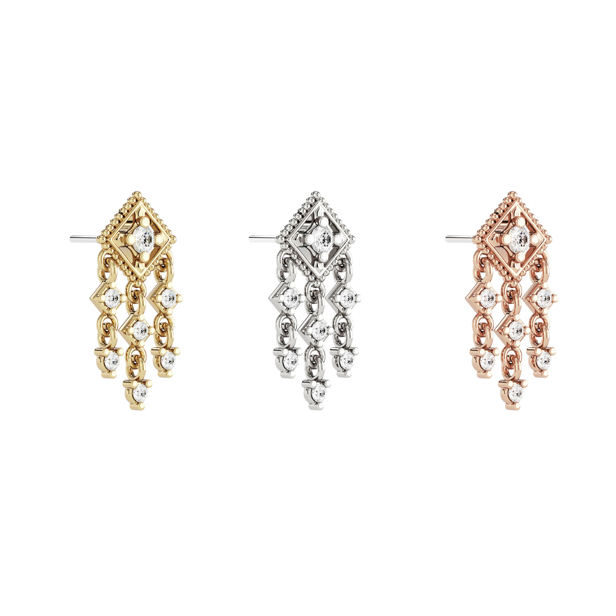14K Gold Diamond Cleo Threadless End