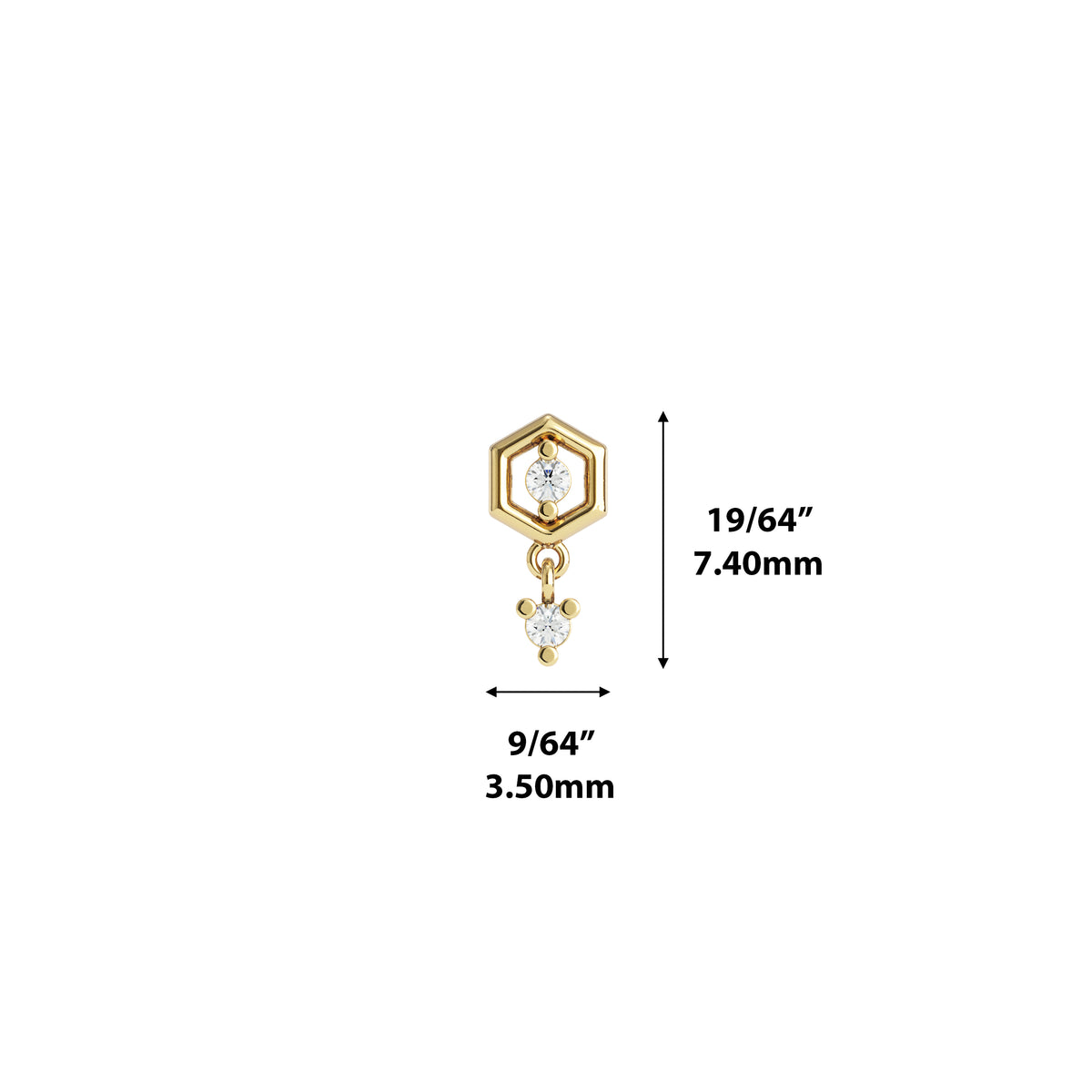 14K Gold Diamond Elio Threadless End