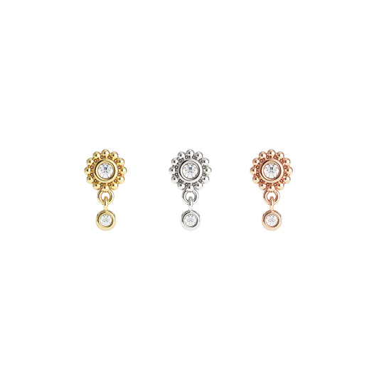 14K Gold Diamond Sol Threadless End