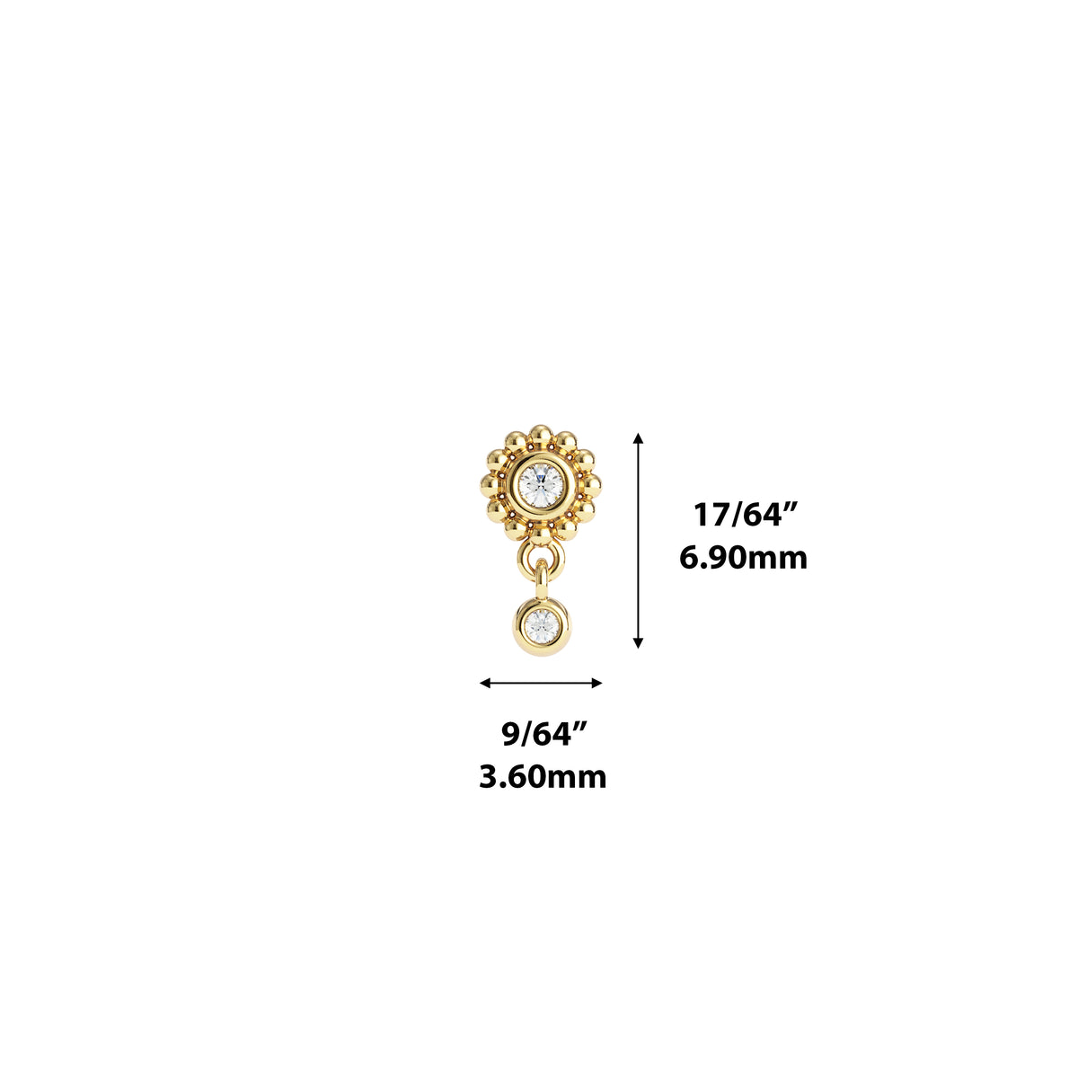 14K Gold Diamond Sol Threadless End