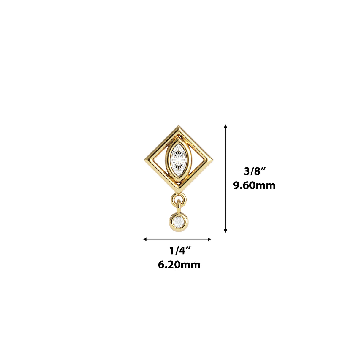 14K Gold Diamond Soren Threadless End